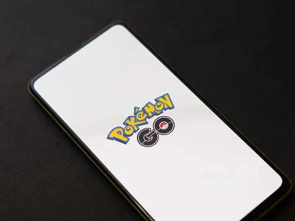 Assam India Octubre 2020 Pokemon Logo Phone Screen Stock Image — Foto de Stock