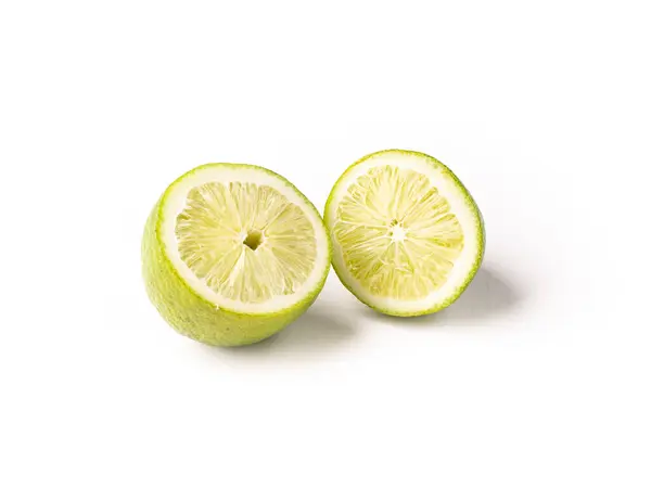 Green Lemon Isolated Stock Image White Background — Stock Photo, Image