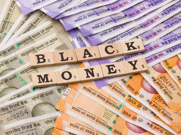 Assam India Maart 2021 Word Zwart Geld Geschreven Houten Blokjes — Stockfoto