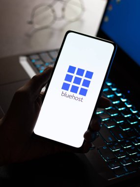 West Bangal, India - January 7, 2022 : Bluehost logo on phone screen stock image.
