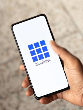 West Bangal, India - January 7, 2022 : Bluehost logo on phone screen stock image.