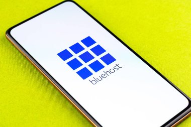 West Bangal, India - January 7, 2022 : Bluehost logo on phone screen stock image.
