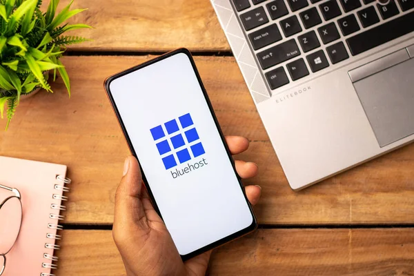 West Bangal, India - January 7, 2022 : Bluehost logo on phone screen stock image.