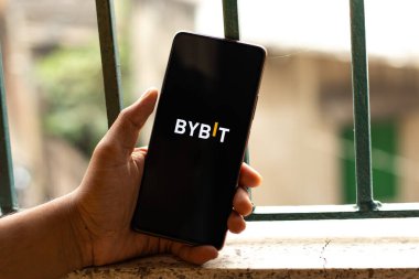 West Bangal, India - December 15, 2021 : Bybit logo on phone screen stock image.
