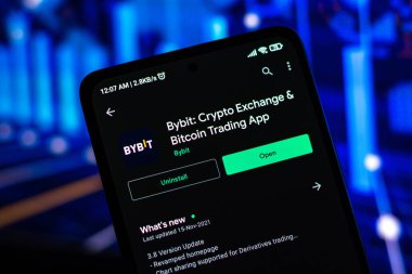 West Bangal, India - December 15, 2021 : Bybit logo on phone screen stock image.