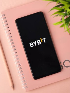 West Bangal, India - December 15, 2021 : Bybit logo on phone screen stock image.