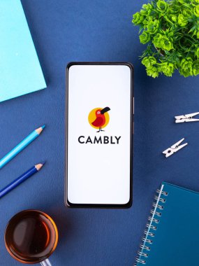 West Bangal, India - January 7, 2022 : Cambly logo on phone screen stock image.