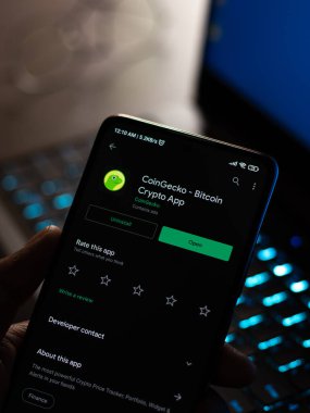 West Bangal, India - January 7, 2022 : CoinGecko logo on phone screen stock image.