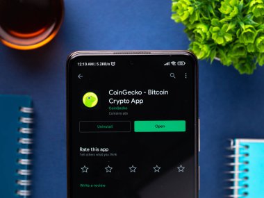 West Bangal, India - January 7, 2022 : CoinGecko logo on phone screen stock image.