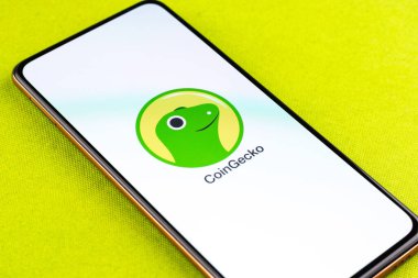 West Bangal, India - January 7, 2022 : CoinGecko logo on phone screen stock image.