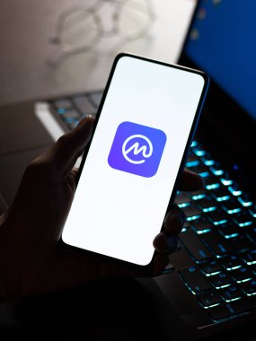 West Bangal, India - December 15, 2021 : CoinMarketCap logo on phone screen stock image.