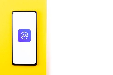 West Bangal, India - December 15, 2021 : CoinMarketCap logo on phone screen stock image.