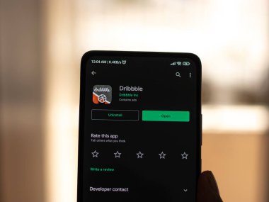 West Bangal, India - December 15, 2021 : Dribbble logo on phone screen stock image.