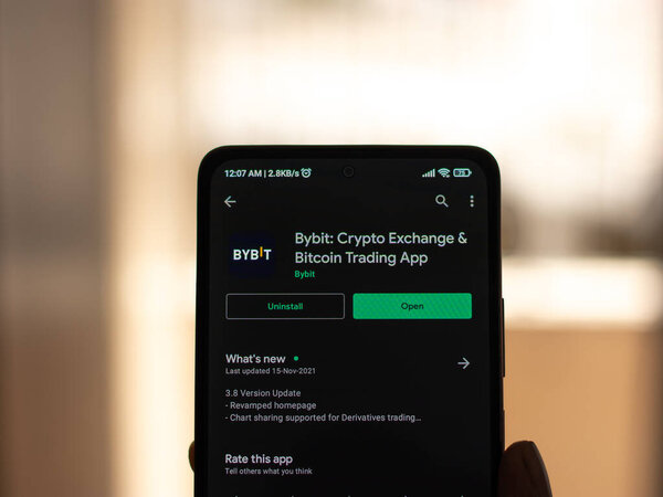 West Bangal, India - December 15, 2021 : Bybit logo on phone screen stock image.
