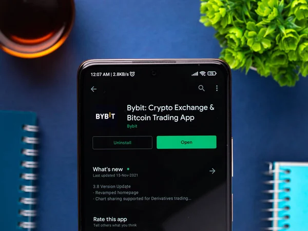 West Bangal, India - December 15, 2021 : Bybit logo on phone screen stock image.