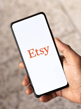 West Bangal, India - January 7, 2022 : Etsy logo on phone screen stock image.
