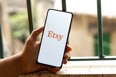 West Bangal, India - January 7, 2022 : Etsy logo on phone screen stock image.
