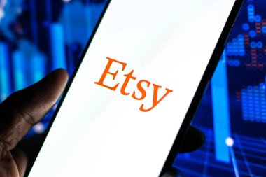 West Bangal, India - January 7, 2022 : Etsy logo on phone screen stock image.