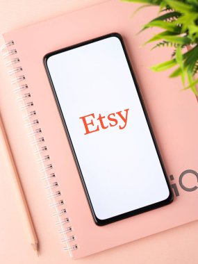 West Bangal, India - January 7, 2022 : Etsy logo on phone screen stock image.