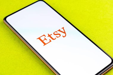 West Bangal, India - January 7, 2022 : Etsy logo on phone screen stock image.