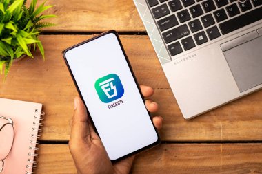 West Bangal, India - December 15, 2021 : Finshots logo on phone screen stock image.