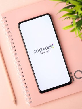 West Bangal, India - January 7, 2022 : Go colours logo on phone screen stock image.