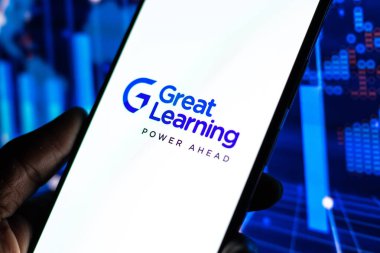West Bangal, India - January 7, 2022 : Great learning logo on phone screen stock image.