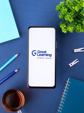 West Bangal, India - January 7, 2022 : Great learning logo on phone screen stock image.
