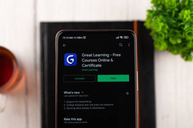 West Bangal, India - January 7, 2022 : Great learning logo on phone screen stock image.