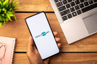 West Bangal, India - January 7, 2022 : HealthKart logo on phone screen stock image.