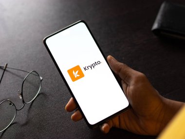 West Bangal, India - January 7, 2022 : Krypto logo on phone screen stock image.
