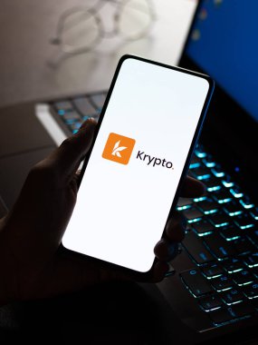 West Bangal, India - January 7, 2022 : Krypto logo on phone screen stock image.