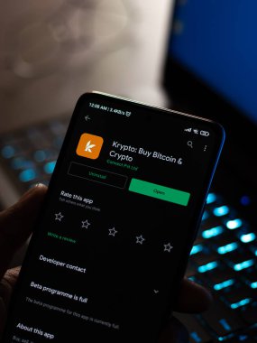 West Bangal, India - January 7, 2022 : Krypto logo on phone screen stock image.