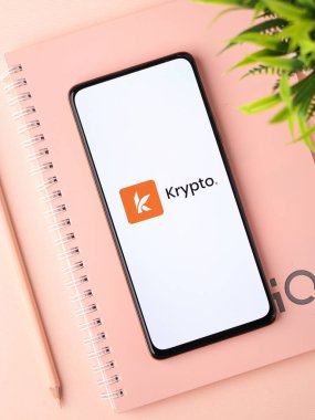 West Bangal, India - January 7, 2022 : Krypto logo on phone screen stock image.