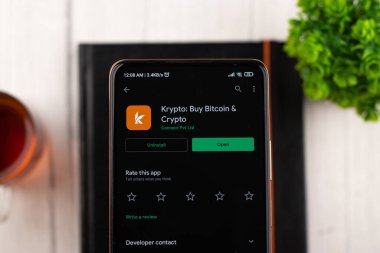 West Bangal, India - January 7, 2022 : Krypto logo on phone screen stock image.