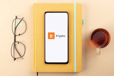 West Bangal, India - January 7, 2022 : Krypto logo on phone screen stock image.