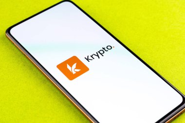 West Bangal, India - January 7, 2022 : Krypto logo on phone screen stock image.