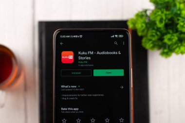 West Bangal, India - December 15, 2021 : KUKU FM logo on phone screen stock image.