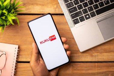 West Bangal, India - December 15, 2021 : KUKU FM logo on phone screen stock image.