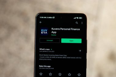West Bangal, India - December 15, 2021 : Kuvera logo on phone screen stock image.
