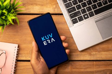 West Bangal, India - December 15, 2021 : Kuvera logo on phone screen stock image.