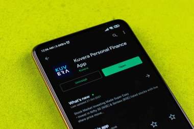 West Bangal, India - December 15, 2021 : Kuvera logo on phone screen stock image.