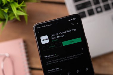 West Bangal, India - January 7, 2022 : Postpe logo on phone screen stock image.