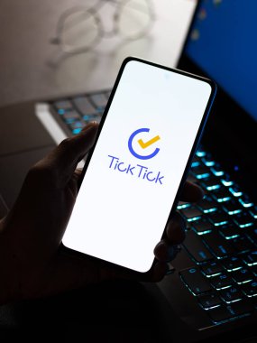 West Bangal, India - January 7, 2022 : Ticktick logo on phone screen stock image.
