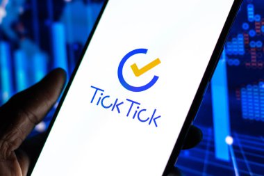 West Bangal, India - January 7, 2022 : Ticktick logo on phone screen stock image.