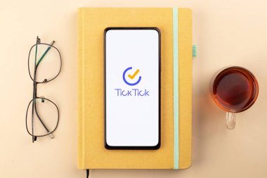 West Bangal, India - January 7, 2022 : Ticktick logo on phone screen stock image.