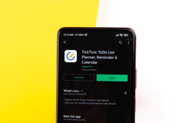 West Bangal, India - January 7, 2022 : Ticktick logo on phone screen stock image.