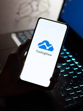 West Bangal, India - December 15, 2021 : Tradingview logo on phone screen stock image.