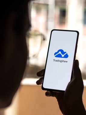 West Bangal, India - December 15, 2021 : Tradingview logo on phone screen stock image.