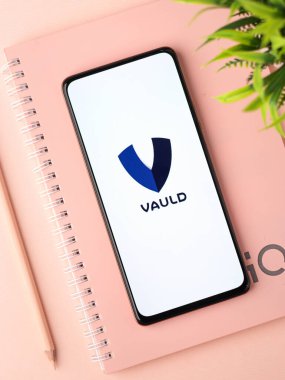 West Bangal, India - December 15, 2021 : Vauld logo on phone screen stock image.
